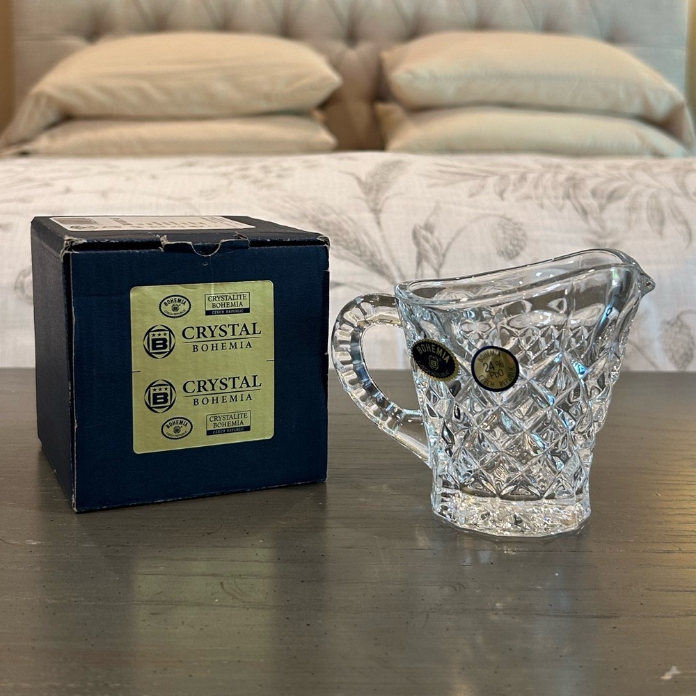 NEW Bohemia Lead Crystal Creamer Czech Republic